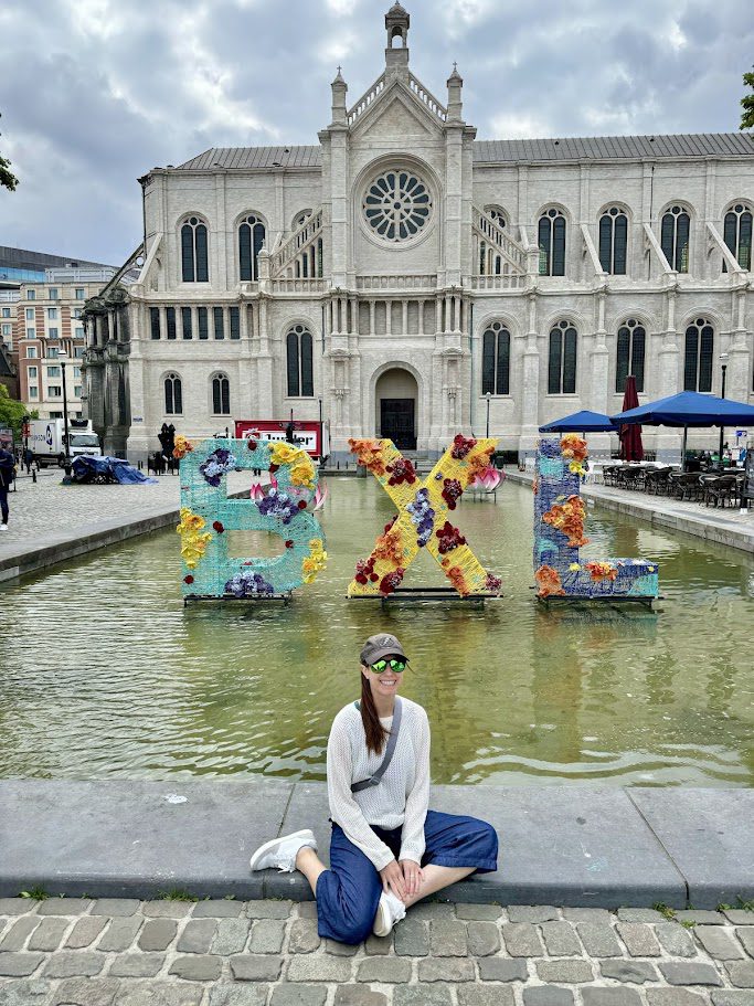 canal at saint catherine brussels belgium BXL flower letters