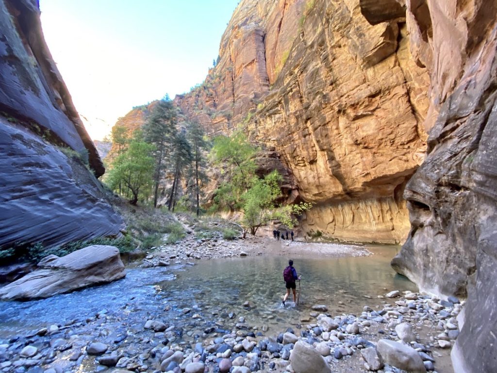 utah moab zion national park hiking in the narrows